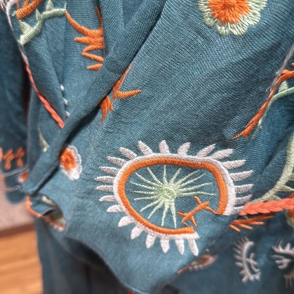 Beautiful Teal Embroidered Kimono - Picture 6 of 7